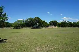 View of the grounds around the church in 2017.