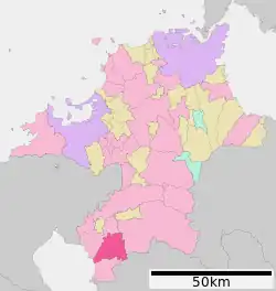 Location of Miyama in Fukuoka Prefecture