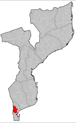 Moamba District on the map of Mozambique