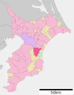 Location of Mobara in Chiba Prefecture