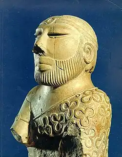 Priest-King; c. 2400–1900 BC; steatite; height: 17.5 cm; National Museum of Pakistan (Karachi)