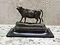 Miniature cabinet bronze of a dairy cow on a slate plinth