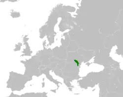 Map indicating locations of Moldova and Transnistria