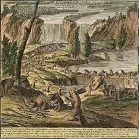 Inset of Moll's so-called Beaver Map from The World Described, a scene he copied from a map by Nicolas de Fer