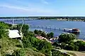 The pier in Płock, Poland. The view from the Vistula River escarpment.