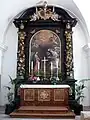 St Michael parish church in Mondsee — Altar of Annunciation (1680) by Meinrad Guggenbichler