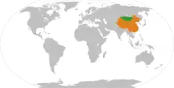 Map indicating locations of Mongolia and People's Republic of China