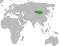 Map indicating locations of Mongolia and Vietnam