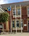 The Monmouthshire flag flying at Cwmbran Community Council offices on Monmouthshire Day, 25 September 2014.