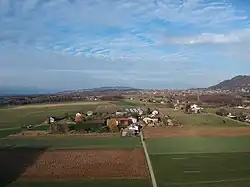 Aerial view of Monniaz, hamlet of Jussy