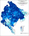 Serbian language in Montenegro by municipalities 2003