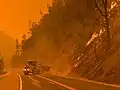 Caltrans crew working along Highway 299 on August 4, 2021.