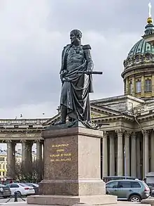 Orlovsky's statue of Michael Barclay de Tolly in front of the Kazan Cathedral