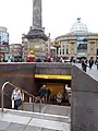 The station's Blackett Street entrance, situated adjacent to Grey's Monument.