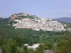 An aerial view of the town of Morcone in the Matese Mountains