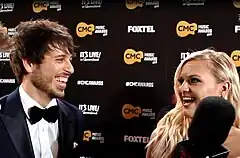 Big Stu & MJ interviewing Kelsea Ballerini and Morgan Evans at CMC Awards 2016