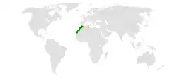 Map indicating locations of Morocco and Tunisia