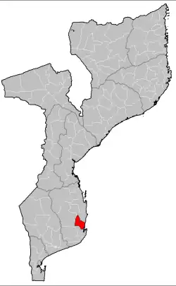 Morrumbene District on the map of Mozambique