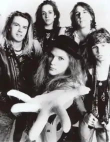 Mother Love Bone in 1989; clockwise from left: Bruce Fairweather, Stone Gossard, Greg Gilmore, Jeff Ament and Andrew Wood