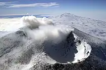 Aerial view of Mount Erebus craters