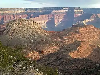 Mount Huethawali (left) and Huxley Terrace (right), with Powell Plateau in the distance.