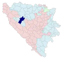 Location of Mrkonjić Grad within Bosnia and Herzegovina