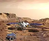 Artists' impression of the Mars Surveyor 2001 lander and rover.