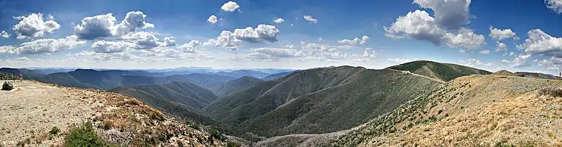 The Australian Alps from the Great Alpine Road on Mount Hotham.