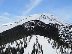 View of Mount Shasta, from the top of Douglas Butte in Mount Shasta Ski Park.