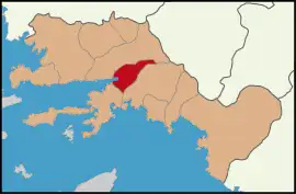 Map showing Ula District in Muğla Province