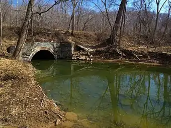 Muddy Branch, crossing under the Chesapeake and Ohio Canal, just before emptying into the Potomac River