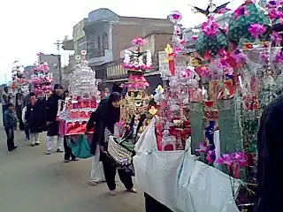 Shia Muslims on a Ta'ziya procession on the Day of Ashura