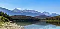 Muhigan Mountain (center) from Patricia Lake, with Roche Noire to right.