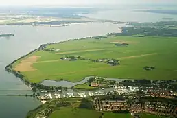 Aerial view of Muiden and Muiden Castle