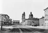 Pre-1891 photograph looking south to the Feldherrnhalle from the Odeonsplatz