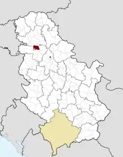 Location of the municipality of Irig within Serbia