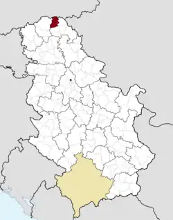 Location of Kanjiža within Serbia