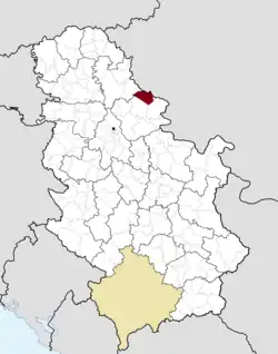 Location of Plandište within Serbia