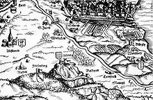 Western and southern areas around the city of Zürich on the so-called Kantonskarte (Zürcherkarte) by Jos Murer (1566)