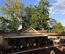 Former ground level station building on Platform 1 in March 2016