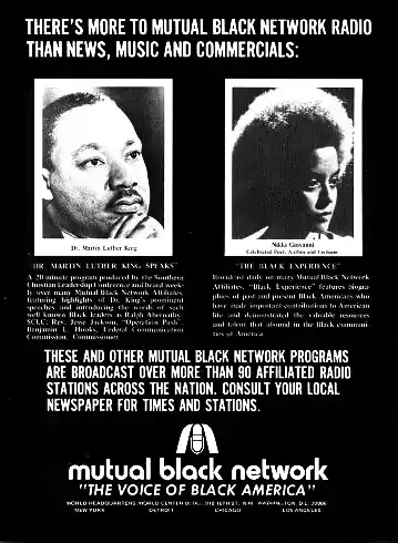 Photographs of a thoughtful man and woman, accompanied by extensive copy, including the slogan "The Voice of Black America".