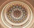 The main stained glass dome inside the Museum of the Macedonia Struggle