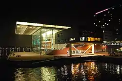 The Muziekgebouw and Bimhuis at night