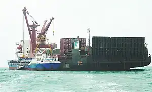 MV Virginian conducts a side-by-side off-load operation with MV Troubadour off the coast of Talamone, Italy, March 27, 2006.