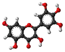 Ball-and-stick model of the myricetin molecule