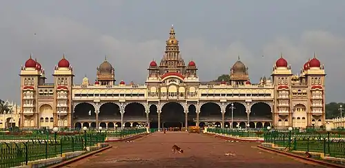 Mysore Palace is the traditional seat of the Wadiyars in Mysuru