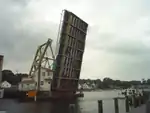 Mystic River Bascule Bridge in full-up position