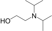 Skeletal formula of N,N-diisopropylaminoethanol with some implicit hydrogens shown