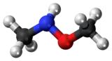 Ball-and-stick model of the N,O-dimethylhydroxylamine molecule