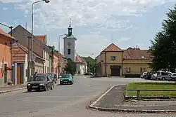 A. Dvořáka Square with the Church of Saint John the Baptist